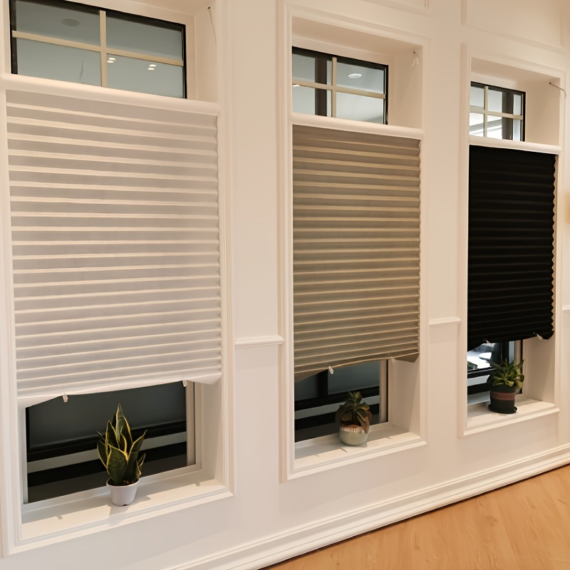 Cut-to-Fit No-Drill Design Blackout Pleated Stick-On Window Blinds