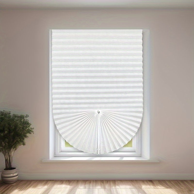Cut-to-Fit No-Drill Design Blackout Pleated Stick-On Window Blinds
