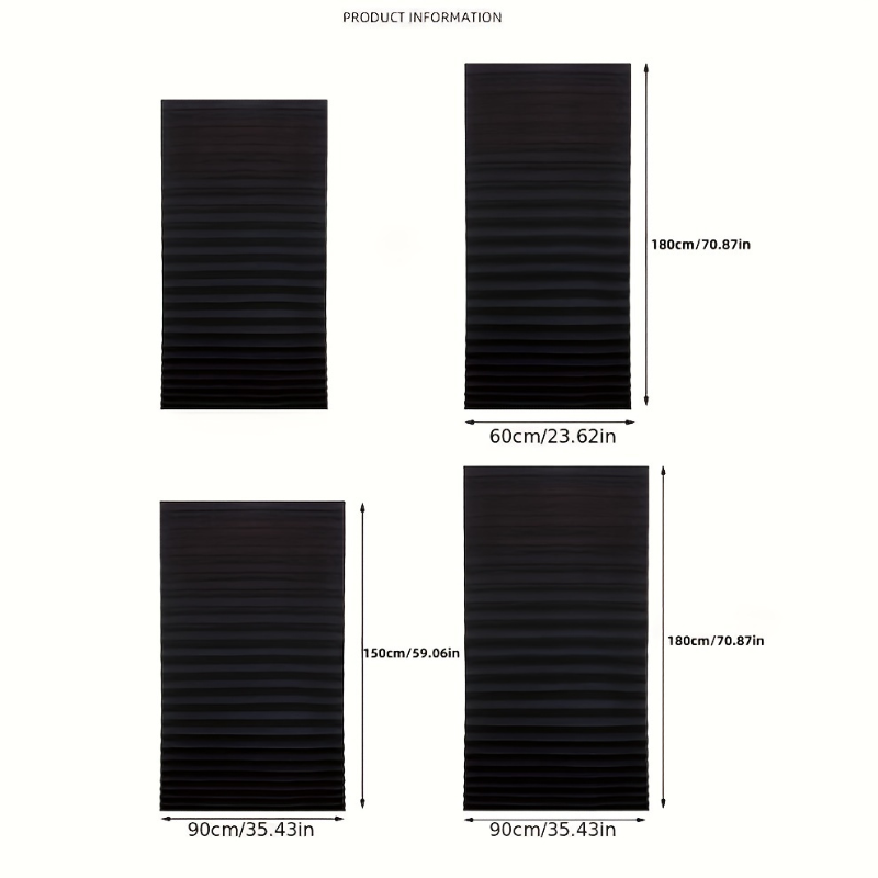 Cut-to-Fit No-Drill Design Blackout Pleated Stick-On Window Blinds